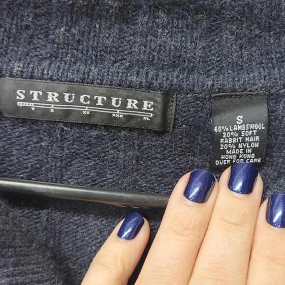 Structure Vintage Men's Quarter Button Neck Lambswool Rabbit Sweater Small - Picture 3 of 4